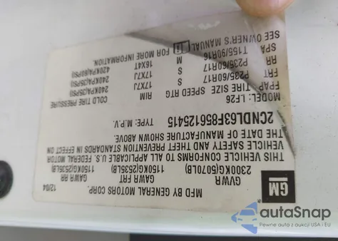 2005 Chevrolet Equinox Lt из США, поврежденный, VIN 2CNDL63F856125415